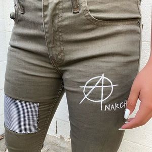 Custom olive green jeans